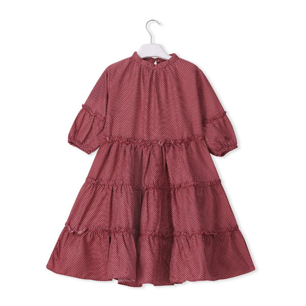 Maroon Cotton Satin Dress